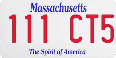 MA license plate 111CT5