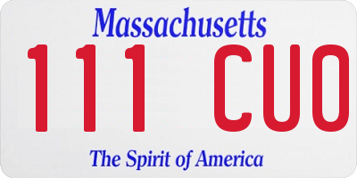 MA license plate 111CU0