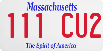 MA license plate 111CU2
