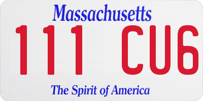 MA license plate 111CU6