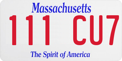 MA license plate 111CU7