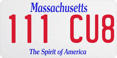 MA license plate 111CU8