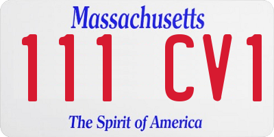 MA license plate 111CV1