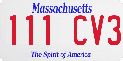 MA license plate 111CV3