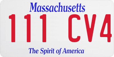 MA license plate 111CV4