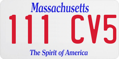 MA license plate 111CV5