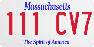 MA license plate 111CV7