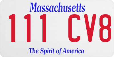 MA license plate 111CV8