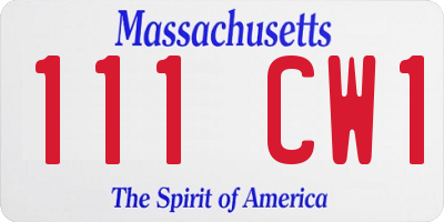 MA license plate 111CW1