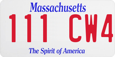 MA license plate 111CW4