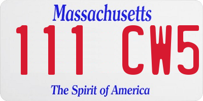 MA license plate 111CW5