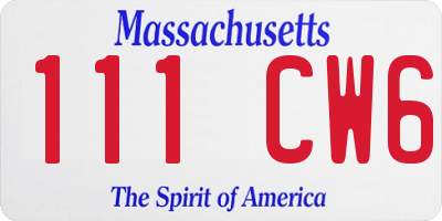 MA license plate 111CW6