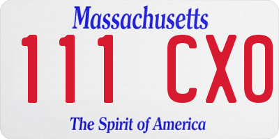 MA license plate 111CX0