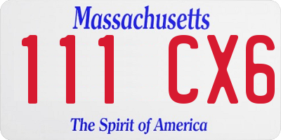 MA license plate 111CX6