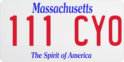 MA license plate 111CY0