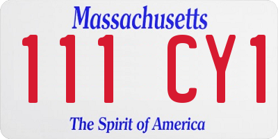MA license plate 111CY1