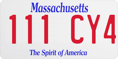 MA license plate 111CY4