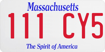 MA license plate 111CY5