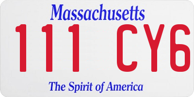 MA license plate 111CY6