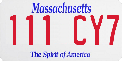 MA license plate 111CY7