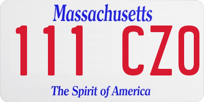 MA license plate 111CZ0