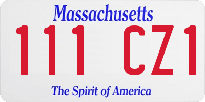 MA license plate 111CZ1