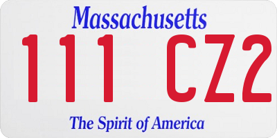 MA license plate 111CZ2