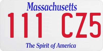 MA license plate 111CZ5