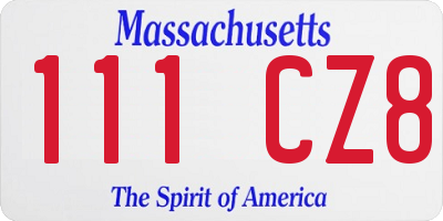 MA license plate 111CZ8