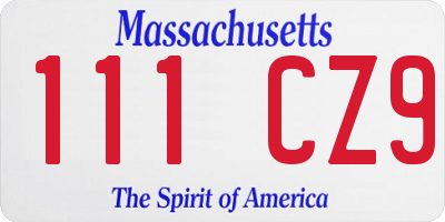 MA license plate 111CZ9