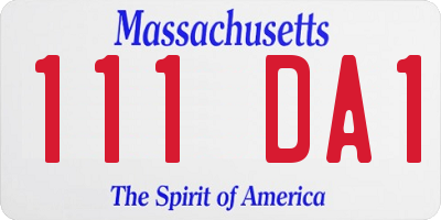 MA license plate 111DA1