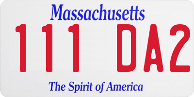 MA license plate 111DA2
