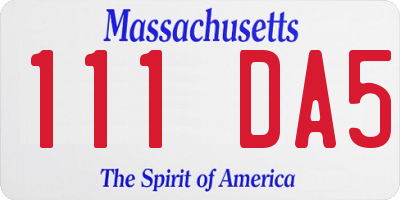 MA license plate 111DA5