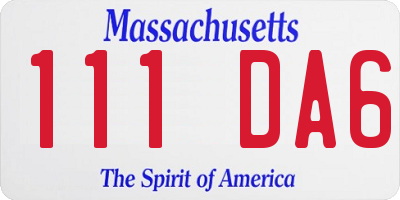 MA license plate 111DA6