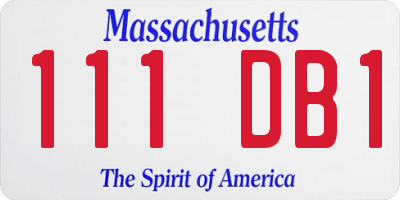 MA license plate 111DB1