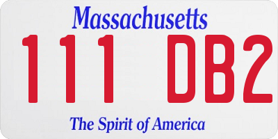 MA license plate 111DB2