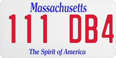 MA license plate 111DB4