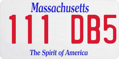 MA license plate 111DB5