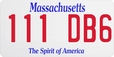 MA license plate 111DB6