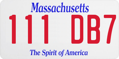 MA license plate 111DB7