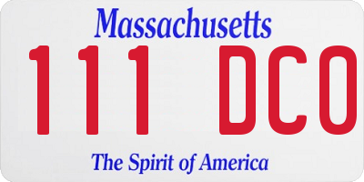 MA license plate 111DC0