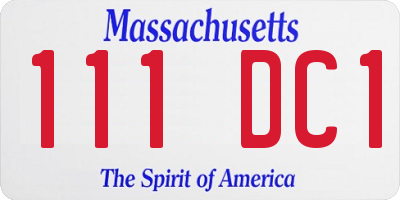 MA license plate 111DC1