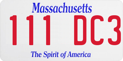 MA license plate 111DC3