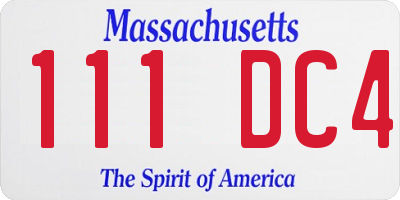 MA license plate 111DC4