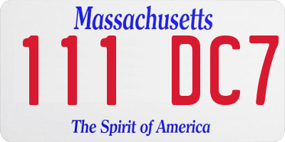 MA license plate 111DC7