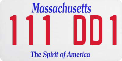 MA license plate 111DD1