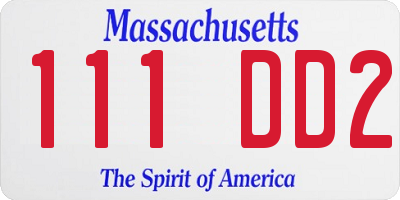 MA license plate 111DD2
