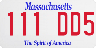 MA license plate 111DD5