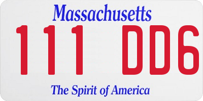 MA license plate 111DD6