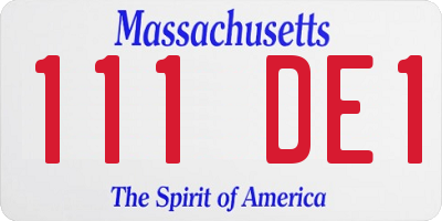 MA license plate 111DE1